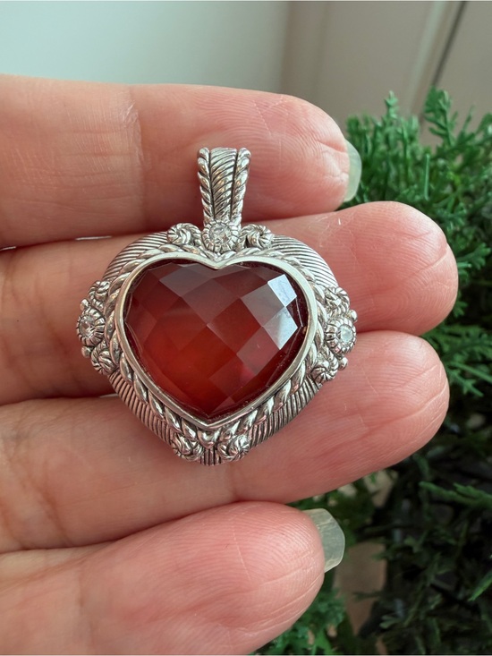 Judith Ripka Jewelry - JUDITH RIPKA 925 PENDANT/ ENHANCER W/FACETED CARNELIAN